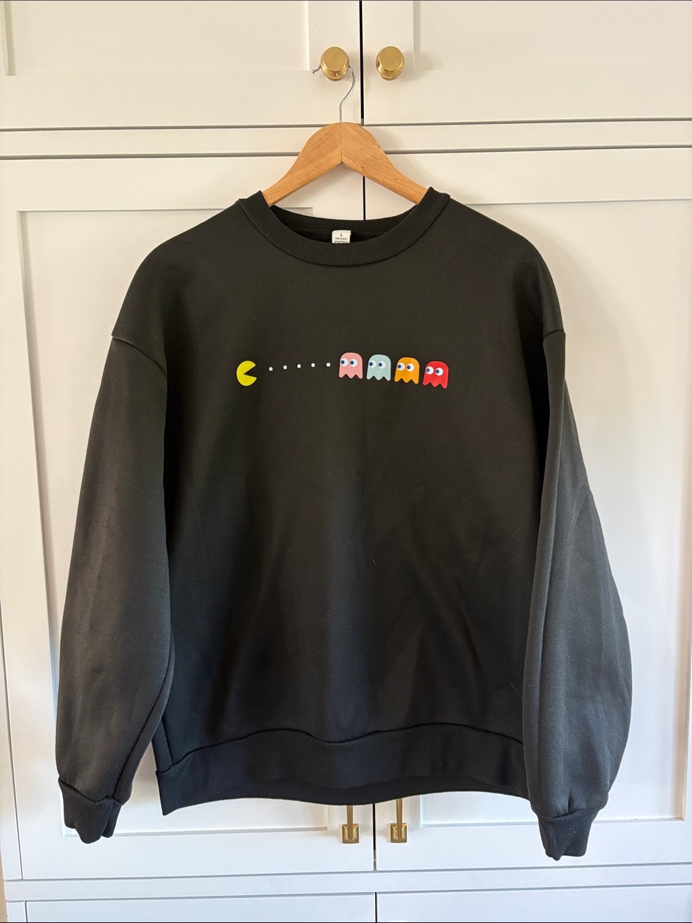 Black Pac-Man Graphic Sweatshirt Unisex Size Large